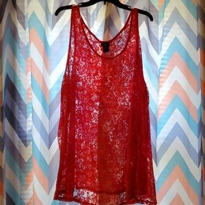 Red lace torrid tank